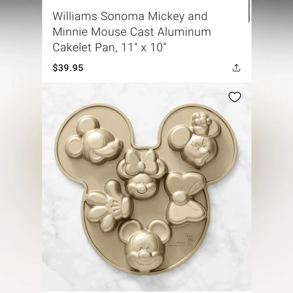 NWT Williams Sanoma Mickey and Minnie Mouse Cast Aluminum Caklet Pan